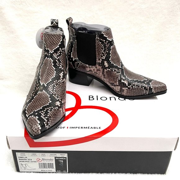 NIB $165 Steve Madden Waterproof Emelia Leather Bootie in Snakeskin Design 7.5 - Picture 2 of 12